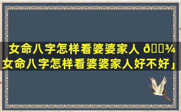 女命八字怎样看婆婆家人 🌾 「女命八字怎样看婆婆家人好不好」